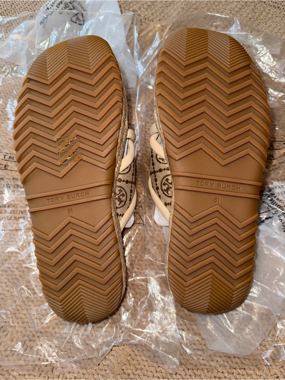 Tory Burch T Monogram Crisscross Espadrille Slide Sandals - Picture 11 of 12